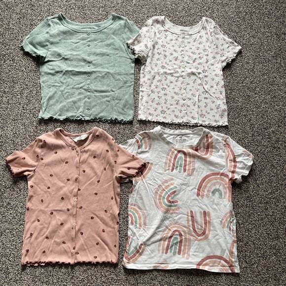 H&M Other - H&M Neutral Colors Strawberry Floral Rainbow Print Knit Top Shirt Lot Sz 8 10